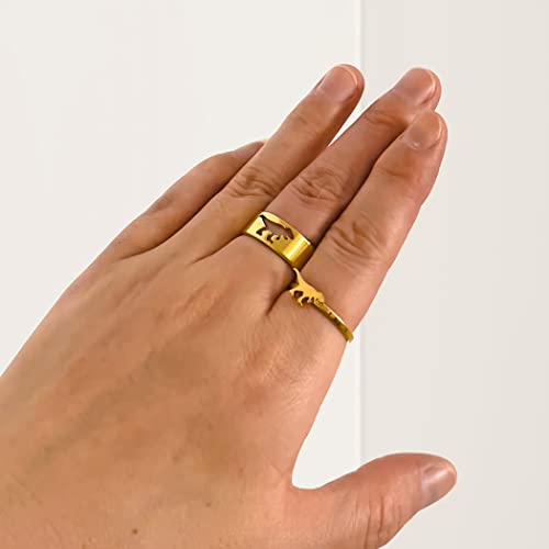 2PCS Matching Cute Animals Promise Engagement Rings for Couples Men Women Jewelry Band Sets 316L Stainless Steel Adjustable Open Ring - color: Dinosaur-s