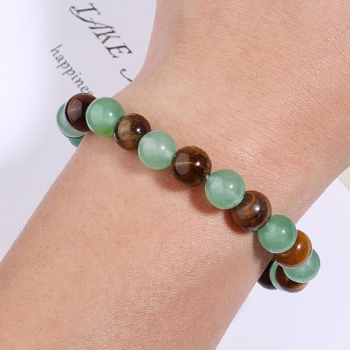 Money Bracelets Necklace Jewelry Set for Women Men Jade Crystal Tiger Eye Obsidian Beaded Necklace Feng Shui Good Luck Money Bracelet Wealth Attraction Accessories Outfits Protection Jewelry Gifts - color: A3