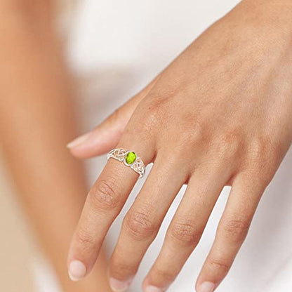 PRAYMOS 925 Sterling Silver Ring Birthstone Ring Turquoise Moss White Opal Ring for Women Celtic Knot Open Adjustable Thrumb Ring - color: Green Peridot