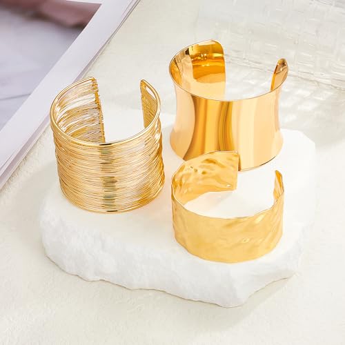 RIOSO 4 Pcs Cuff Bracelets for Women Statement Thick Chunky Cuffs Bangle Bracelet