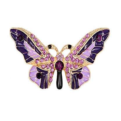 seven wolves Brooches for Women Austria Crystal Brooch Pins Rhinestones Brooches Daily Wearing Breastpin with Boxes - color: Purple 2