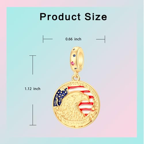 LUXILLA Love You Best Friend Grandma Wife Heart Charm 925 Sterling Silver Charms Fit for Bracelets Necklace Jewelry Gift for Women - color: Eagle 250th Anniversary Charm