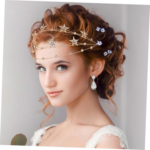 Beaupretty Bling Rhinestone Star Crown, Star Crystal Tiara and Crown Bridal Headpiece Alloy Hairband Wedding Jewelry for Women Girls, Golden - color: Golden
