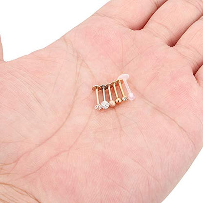 16G Stainless Steel Labret Studs Monroe Lip Rings Retainer Cartilage Tragus Nail Conch Helix Earring Barbell Piercing Jewelry with Clear Diamond CZ for Women Men - color: 5/16"(8mm) rosegold