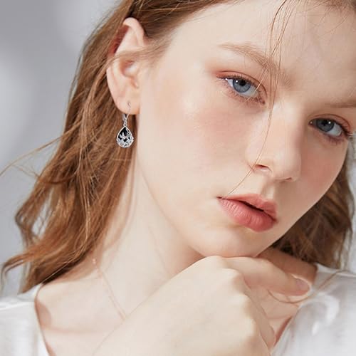 Black Onyx Earrings 925 Sterling Silver Black Onyx Dangle Drop Earrings Filigree Jewelry Gift for Women Girls - style: Hummingbird