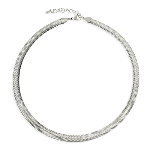 Jean Beau Gold Choker Necklace for Women, Simple 18K Gold Plated Adjustable Link Chain Prom Jewelry Gifts - color: Silver snake