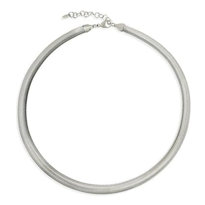 Jean Beau Gold Choker Necklace for Women, Simple 18K Gold Plated Adjustable Link Chain Prom Jewelry Gifts - color: Silver snake