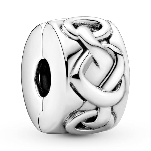 PANDORA Knotted Hearts Clip Charm - Compatible with PANDORA Moments - Gift for Her - Made with Sterling Silver - with Gift Box