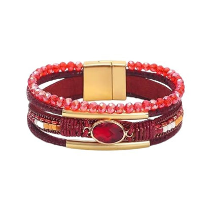 Bangle Styles Crystals Bead for Women Multiple Layer Stackable Jewelry Gift - color: C