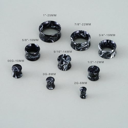 COOEAR 2 Pairs Matched Set Gauges for Ears Flesh Tunnels Kits Plugs Earrings Blue Acrylic Ear Expander Stretchers Piercing. - color: Y6633H, size: 0g(8mm)