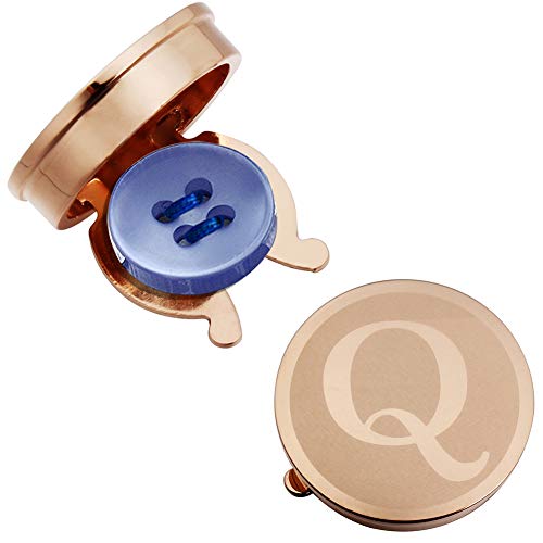 HAWSON Men's Letter Initial Button Cover Cufflinks Letter Rose Gold/Silver Suitable for Formal Business Shirt Letter A-Z - color: Rose Gold Color - Q