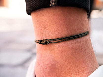 Made by Nami Surfer Anklet with Snap Hook Clasp Waterproof & Adjustable Thin String Ankle Bracelets for Women and Men Handmade Jewelry for Beach and Music Festival Accessories - color: Camouflage Black