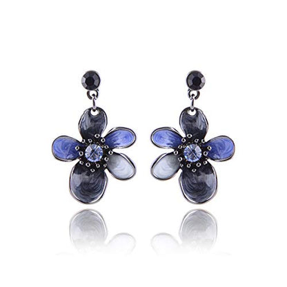 AMYJANE Vintage Statement Jewelry Set - Spring Leaf Flower Floral Plant Necklace Earring Set Crystal Rhinestone Fashion Costume Jewelry for Women Prom Party Unique Gift - style: 2 Flower Jewelry Set Blue