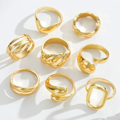 FUTIMELY 14K Gold Stackable Knuckle Rings Set for Women,Aesthetic Silver Trendy Dainty Open Midi Rings Set,Midi Finger Rings Pack Jewelry Gifts - color: Gold3