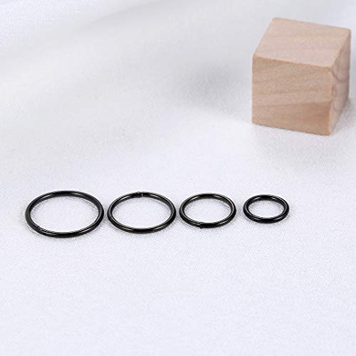 Lantine Black Hinged 20g 18g 16g Nose Rings Hoops 6mm 8mm 10mm 12mm 14mm 16mm Septum Ring Clicker Cartilage Helix Hoop Earrings Set - style: 18g 6mm+8mm+10mm+12mm Set