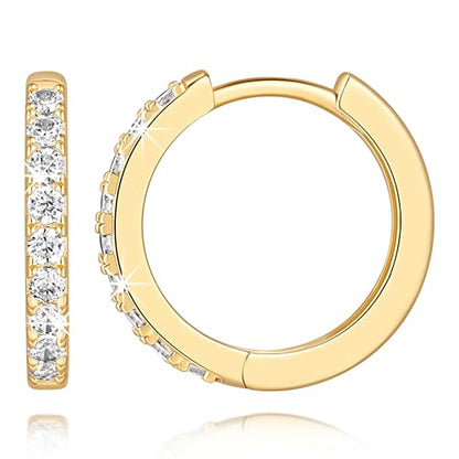 14K Gold Hoop Earrings Small Gold Huggie Hoop Earrings for Women | 14K Gold Earrings for Women CZ Gold Hoop Earrings Lightweight Hypoallergenic Gold Hoop Earrings for Women 12/14/16/20/25/30mm - size: 16mm