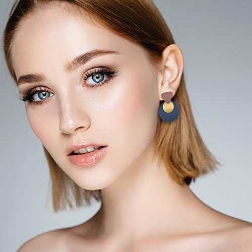 Ponpon 6-18 Pairs Earrings for Women, Lightweight Summer Earrings Straw Earrings Fashion Geometric Statement Hoop Dangle Drop Earrings for Women - style: Style D - 6 Pairs