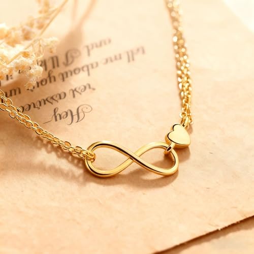 Anklets for Women Silver Infinity Hear Ankle Bracelet Dainty Gold-Tone Stainless Steel Ankle Bracelet Love Charm Foot Jewelry Gift for Mom Women Beach, Vacation & Pool