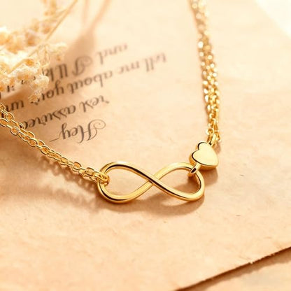 Anklets for Women Silver Infinity Hear Ankle Bracelet Dainty Gold-Tone Stainless Steel Ankle Bracelet Love Charm Foot Jewelry Gift for Mom Women Beach, Vacation & Pool