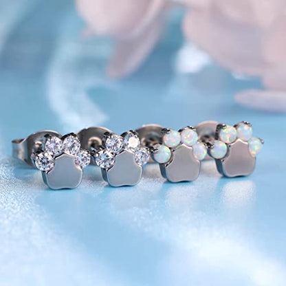 Limerencia G23 Pure Titanium Hypoallergenic Earrings | F136 Implant Grade Titanium Jewelry for Sensitive Ears - color: Cat Paws CZ