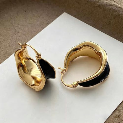 14K Gold Plated Chunky Hoop Earrings for Women Vintage Leopard Print Hoops Large Round Hoop Earrings Jewelry - style: Hoop J