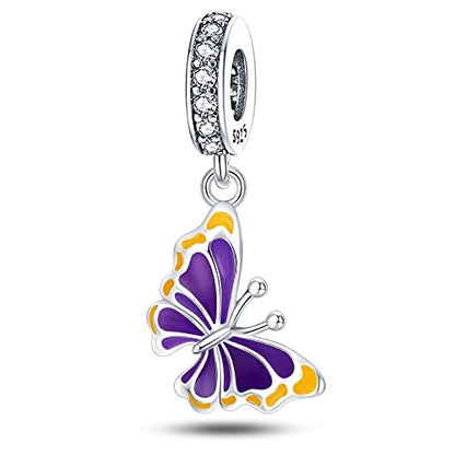 Pandach Animal Charm Bead fits Charms Bracelets for Woman-925 Sterling Silver Dangle Pendant Bead,Jewelry Beads Gifts for Women Bracelet&Necklace - style: Heat change color Butterfly Charm