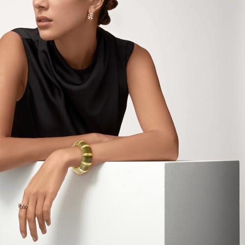 YBMYCM Acrylic Chunky Bangles Bracelets for Women Resin Gold-plated Stackable Stretch Bracelet Wide Wristbands Gift Jewelry - color: Emerald green