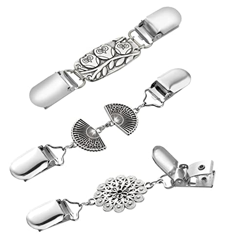YunZh Sweater Clips Retro Cardigan Clip Shawl Clips Dresses Cinch Clip for Women Girls - color: B-Silver