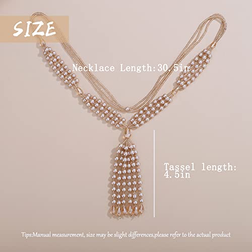 Aimimier Bohemian 3-Strand Faux Pearl Knot Beaded Necklace - color: Champagne