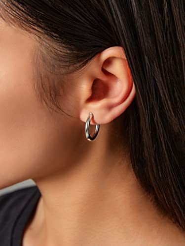 Clip on Earrings for Women, 14K Real Gold Plated Non Pierced Hoop, Clip on Hoops for Non Pierced Ears Gold and White Gold - color: 20mm Hoop White Gold