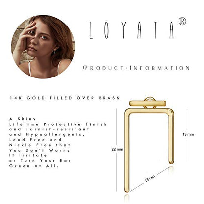 LOYATA Spike Earrings Gold Huggie Hoop Diamond Cubic Zirconia 14K Gold Plated Dainty Small Simple Hypoallergenic Geometric Jewelry Gift for Women - color: Thread