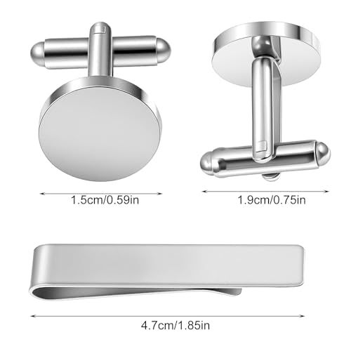 3Pcs Gold Tie Clip and Cufflink Set for Men - color: Silver