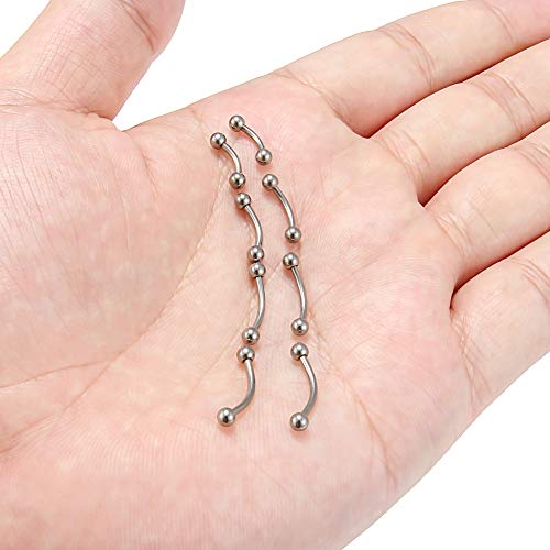 SCERRING 2-8PCS 16G G23 Titanium Curved Eyebrow Barbell Tragus Helix Ear Belly Lip Nipple Tongue Ring Body Piercing Jewelry 6-16mm - style: 8PCS - Mix Size