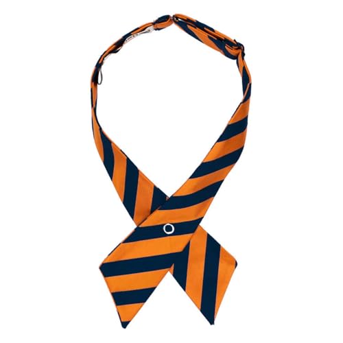 tiemart Crossover Tie - color: Navy Blue and Orange Stripe