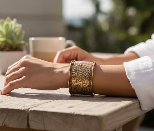 Touchstone Indian Bollywood Handcrafted Slip In Easy To Wear Stylish Wrist Enhancer Designer Broad Jewelry Cuff Bracelet For Women and Men. - style: Celtic Clover