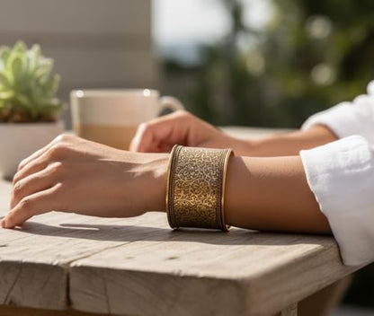 Touchstone Indian Bollywood Handcrafted Slip In Easy To Wear Stylish Wrist Enhancer Designer Broad Jewelry Cuff Bracelet For Women and Men. - style: Celtic Clover