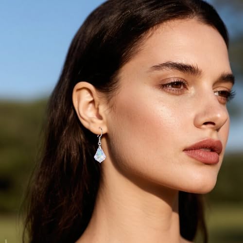 Austrian Crystal Baroque Drop Dangle Earrings for Women 925 Sterling Silver Hook Hypoallergenic Jewelry - color: Aurora Borealis