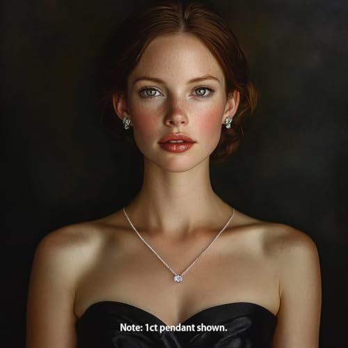 Moissanite Necklaces, 925 Sterling Silver Pendant Necklace for Women Men - style: Round Cut