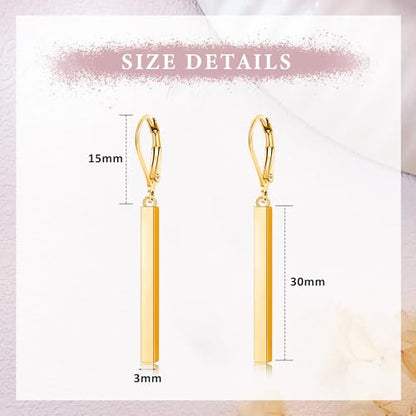 Leverback Earrings Dangle Earrings for Women Dangly Earrings Anniversary Birthday Gifts for Women - style: Vertical Bar Earrings-Gold