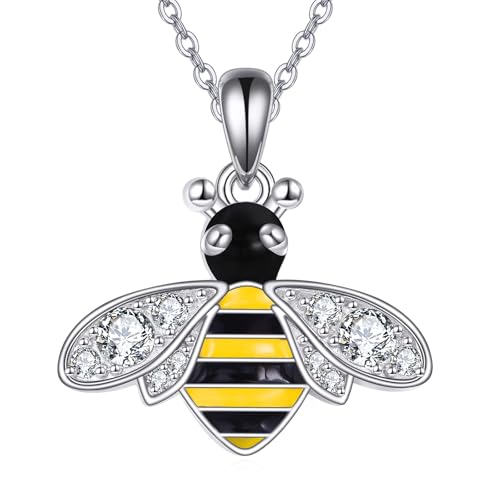 VONALA Gold Bee Pendant Necklace 925 Sterling Silver Bumblebee Jewelry Birthday Gifts for Women Daughter - style: Cute Bee
