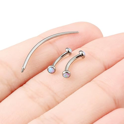 F136 Titanium 16g 6/8/10mm Opal Eyebrow/Rook/Snug/Vertical-Labret/VCH/Snake-Eyes/Anti-Tragus/Christina/Daith/Belly-Button/Bridge/Hood/Surface Curved Barbell Piercing Jewelry for Women Men - color: Pink, size: 8mm=5/16in