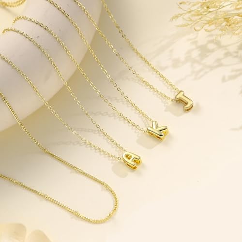 Thaivor Initial Necklaces for Women 14K Gold Plated Bubble Letter Necklace Layered Dainty Cute Choker Pendant Stack Jewelry Fashion Accessories Teen Trendy Gift - color: Gold, style: E