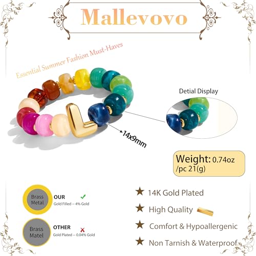 Bubble Initial Chunky Beaded Bracelet for Women Colorful Resin Bead Trendy Statement Big Stretch Bracelets Summer Beach Boho Charm Jewelry Cute Gifts for Women - color: Initial L