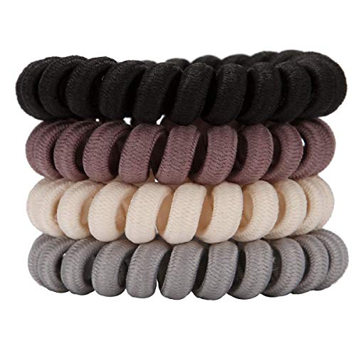 LONEEDY 20 Pack Spiral Hair Ties, Ponytail holder Coil Hair Ties, Phone-Cord Traceless Hair Rings cloth