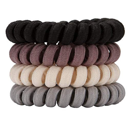 LONEEDY 20 Pack Spiral Hair Ties, Ponytail holder Coil Hair Ties, Phone-Cord Traceless Hair Rings cloth