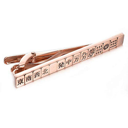 Yuorsfs Chinese Mahjong Tie Clips for Men Novelty Funny Stainless Steel Tie Clip Personalized Tie Bar Suitable For Daily - style: Funny Mahjong