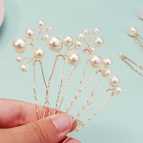 Handmade Pearl Bridal Hair Pins Wedding Hair Accessories for Women Brides Bridesmaid - color: 12Pcs Pearl Hair Pins