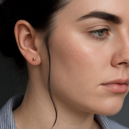 KEZEF 925 Sterling Silver Ball Stud Earrings for Women, 2mm to 10mm | Nine Bead Sizes, Three Finishes, Hypoallergenic Nickel Free Post, Butterfly Push Back, Sold As One Pair - color: 14k Yellow Gold, size: 3mm
