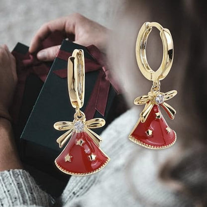 Sonateomber Gold Silver Small Hoop Dangle Earrings for Women, Trendy Dainty Rhinestone CZ Dangling Prom Wedding Leaf Flower Snowflake Butterfly Starfish Fashion Jewelry Gift - color: Red