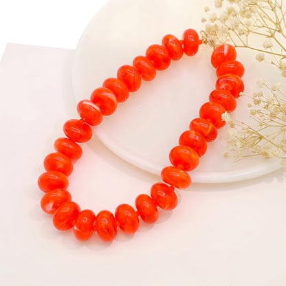 We We Chunky Colorful Beaded Necklace for Women Large Boho Statement Bead Chokers Necklaces Turquoise Blue Big Beads Jewelry Neck Summer Beach - color: orange
